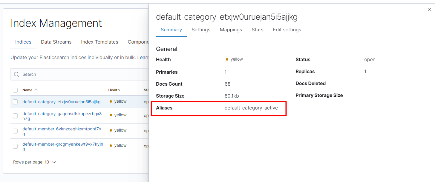 Kibana index alias