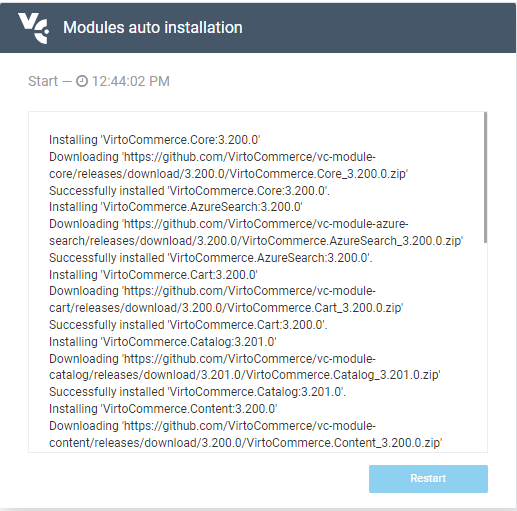 Installation wizard screen