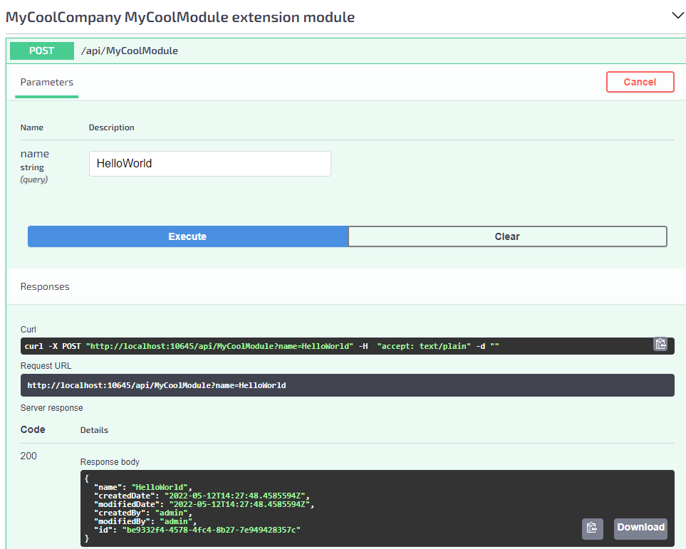 Running POST method in Swagger