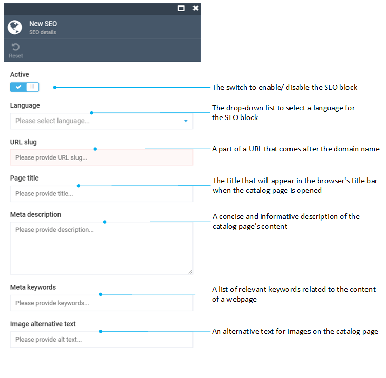 SEO settings